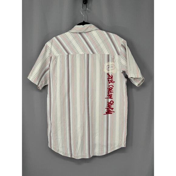 Ecko Unltd Shirt Mens XL Striped Short Sleeve Button Up Graffiti Embroidered Y2k - Picture 9 of 12